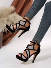 Women's Peep Toe Stiletto High Heels, Fashionable Hollow Out Ankle Strap Platform